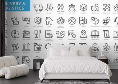 Delivery line icons set. Shipping icon collection. Vector Wall mural