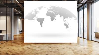 Grey world map globe isolated on white background Wall mural