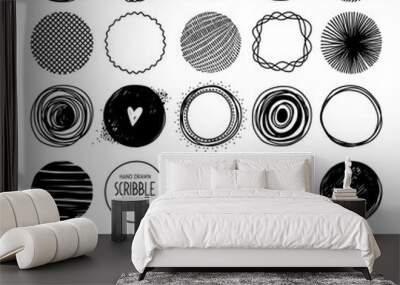 Hand drawn circle line sketch set Wall mural