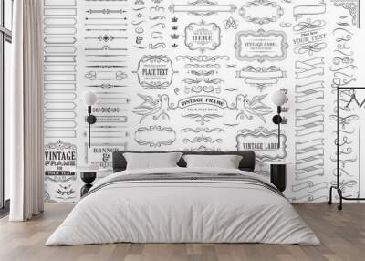 Huge collection or set of vector decorative elements for design Wall mural