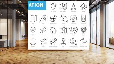 Location icons set. Navigation icons. Map pointer icons. Location symbols. Vector illustration Wall mural