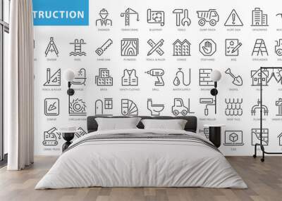 outline web icons set - construction, home repair tools. thin line web icons collection. simple vect Wall mural