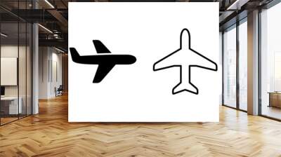 Plane icon set. Airplane icon vector. Flight transport symbol. Travel illustration. Holiday symbol Wall mural