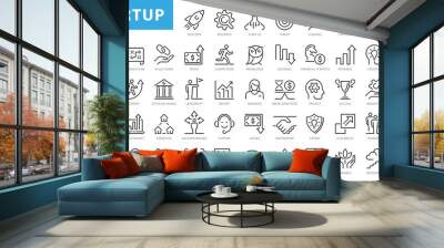 Set of 70 Start up web icons in line style. Creative, idea, target, innovation, business, marketing. Vector illustration Wall mural