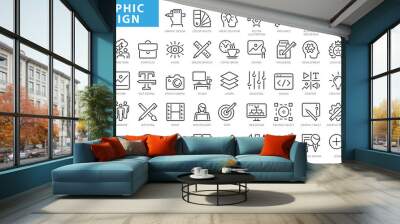 set of thin line icons of graphic design. simple linear icons in a modern style flat, creative proce Wall mural