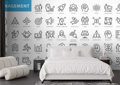 Set Vector Line Icons of Management Wall mural