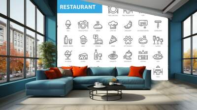 Set Vector Line Icons of Restaurant Business Wall mural