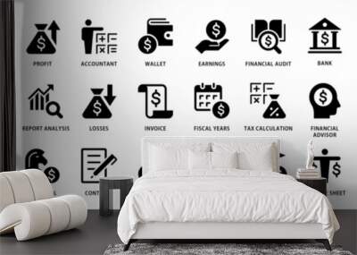 Taxes and accounting icon. Vector illustration Wall mural