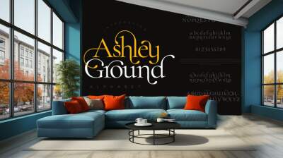 Ashleyground premium luxury elegant alphabet letters and numbers. Elegant wedding typography classic serif font decorative vintage retro. Creative vector illustration Wall mural