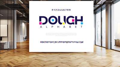 Dough abstract digital technology logo font alphabet. Minimal modern urban fonts for logo, brand etc. Typography typeface uppercase lowercase and number. vector illustration Wall mural