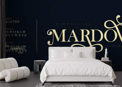 Mardow premium luxury elegant alphabet letters and numbers. Vintage wedding typography classic serif font decorative vintage retro. creative vector illustration Wall mural