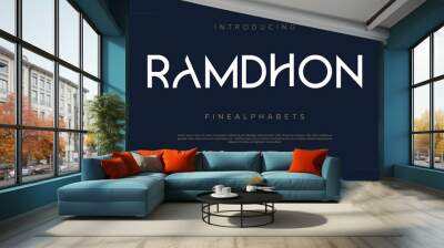 Ramdhon, ramadan kareem alphabet. Modern abstract sans serif typography. Minimal simple music religion muslim vector font Wall mural