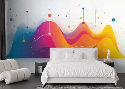 Innovative sales growth chart with dynamic colors and modern visuals, on a clean white background Wall mural