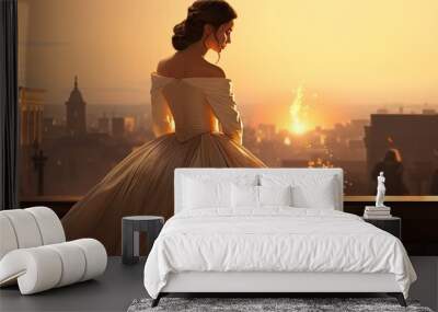 Beautiful ballerina dancer. Fairytale princess in a palace. Flowing gown of a young damsel. Royalty. Wall mural