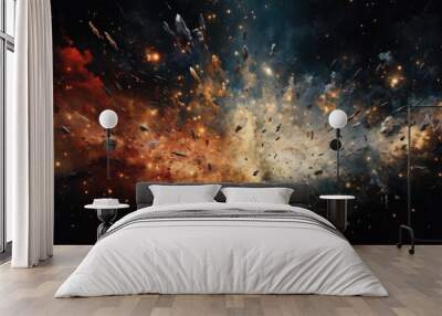 Big bang. Dramatic explosion in deep space. Supernova black hole. Creation of the universe. Astronomy. Wall mural