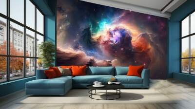 Colorful space galaxy cloud nebula. Stary night cosmos. Universe science astronomy. Supernova background wallpaper Wall mural