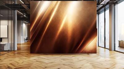 Shiny bronze copper metallic background. Light reflection metal texture wallpaper. Wall mural