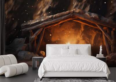 Empty manger with Comet Star Wall mural