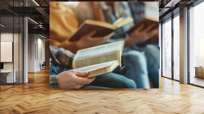 Group of Friends Studying The Bible Together Wall mural