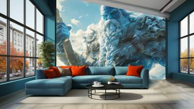 Frost Giant stands tall amidst eternal winter's embrace. Fantasy  wallpaper Wall mural