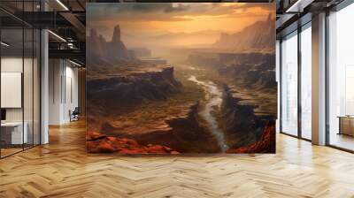 winding, canyons, epic, fantasy, landscape, mountains, rivers  Fantasy wallpaper, rpg  landscape Wall mural