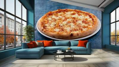 fresh pizza on the white plate Wall mural