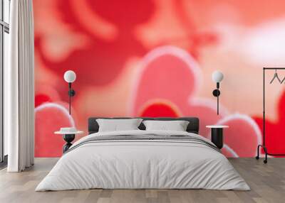 hearts on red background Wall mural