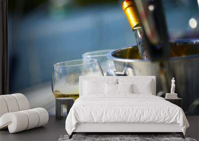 white wine on the yacht Wall mural