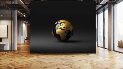 black and gold earth on grey background - 3D rendering Wall mural