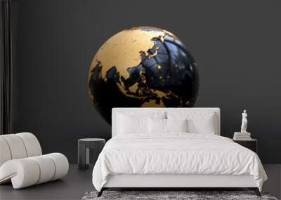 earth globe on dark background 3D rendering Wall mural