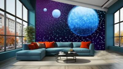 blue 3 Planet Wall mural