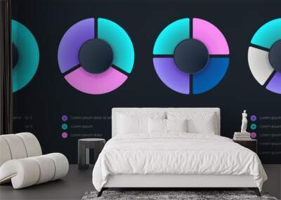 Business pie chart infographic. Circle slice division for company presentation template. Modern vector info graphic layout design. Wall mural