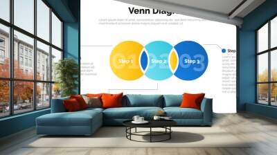 Business presentation template with Circle Venn Diagram isolated on white background. Design infographic diagram chart. Abstract graphic elements. Wall mural