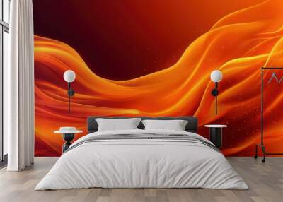 Abstract fiery wave patterns in vibrant orange hues Wall mural