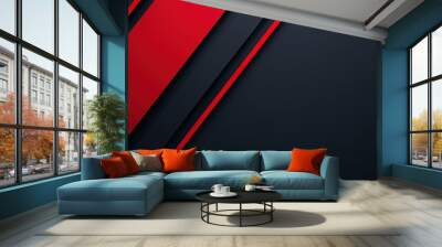 Abstract red and black geometric background design Wall mural