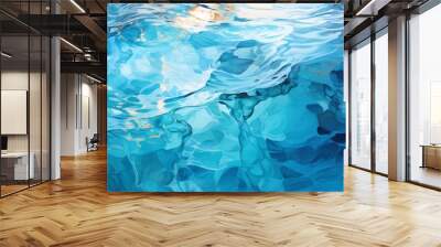 Abstract water reflections with shimmering blues and greens in vivid tones Wall mural