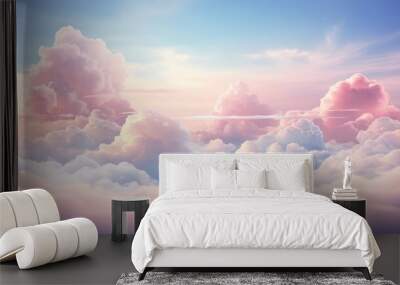 Dreamy cloudscape, pastel colors Wall mural