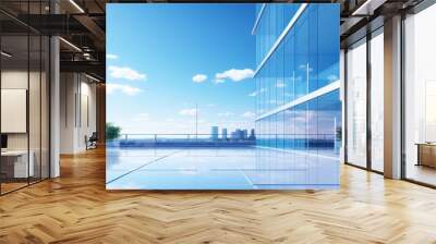 Modern office building facade with clear blue sky Wall mural