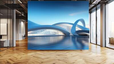 Sleek architectural curves, modern buildings with sky copy area Wall mural