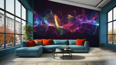 Sound wave oscillations in a spectrum of light on a stark dark background Wall mural