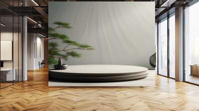 Zen garden minimalism, clean background with lower text area Wall mural