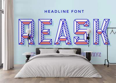 3D Modern Font . Colorful modern line alphabet Wall mural