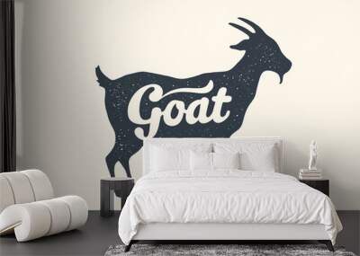 Goat, lettering. Design of farm animals - Goat Wall mural