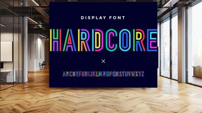 line condensed alphabet and font. colorful uppercase outline letters. type, typography letter line f Wall mural