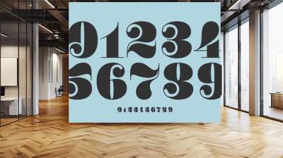 Number font. Font of numbers in classical french didot or didone style with contemporary geometric design. Beautiful elegant numerals. Vintage and old school retro typographic. Vector Illustration Wall mural