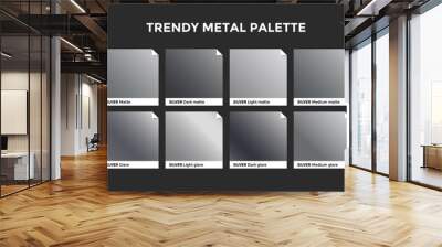 silver gradient template. collection palette of silver metallic gradient swatches with gloss for bac Wall mural