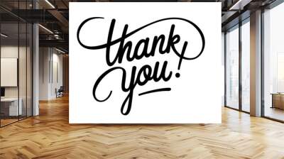 Thank You. Hand lettering Thank You for holiday Thanksgiving Day, vintage graphic, banner, poster. Greeting card calligraphy thank you, postcard for holiday Thanksgiving Day. Vector Illustration Wall mural