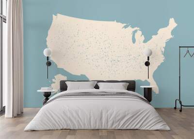 USA. Poster map of United States of America. Black and white print map of USA for t-shirt, poster or geographic theme. Hand-drawn black map. Vector Illustration Wall mural