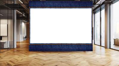 Frame of stitched blue jeans isolated on white background Wall mural