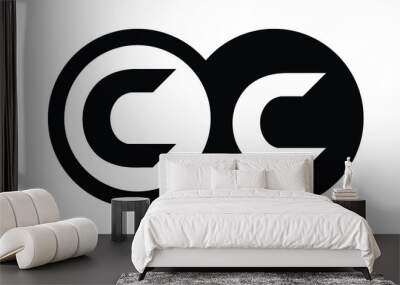 CC two letter monogram type swoosh letter logo design vector template. Wall mural